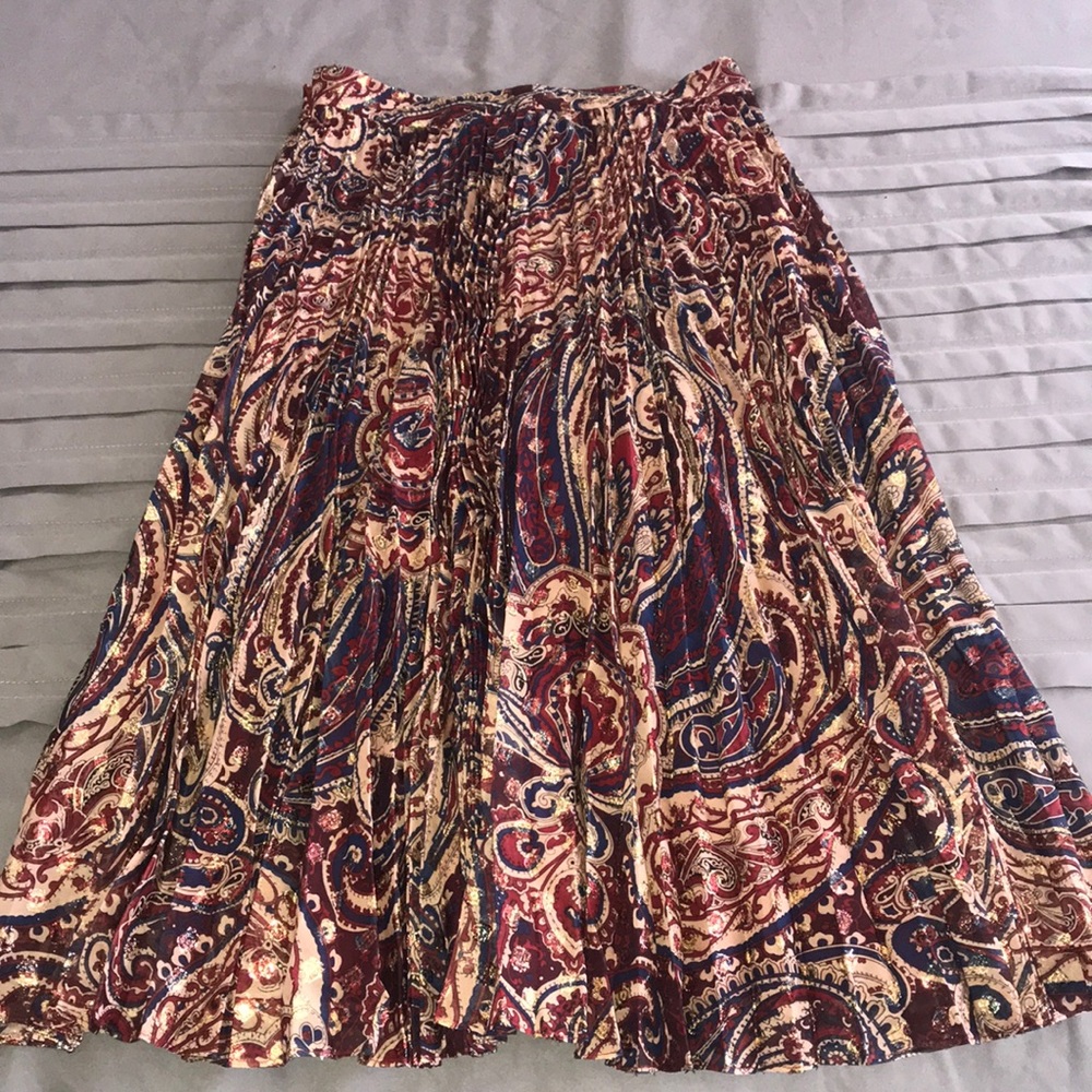 Haute hippie paisley pleated midi skirt